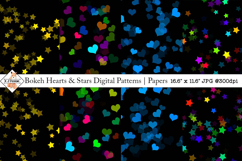 Bokeh Digital Hearts &amp; Stars Patterns | Papers Product Image 1
