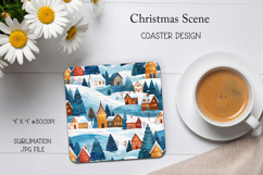 Christmas Scene Coaster Sublimation Design Product Image 1