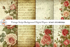 Vintage Script Background Digital Papers Product Image 1