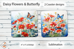 Daisy Flowers Coaster Designs Sublimation Product Image 1