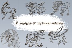 Silhouettes of mythological animals l 6 designs animals,PNG Product Image 1