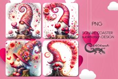 Valentine gnome | 4 love square coaster sublimation designs Product Image 1