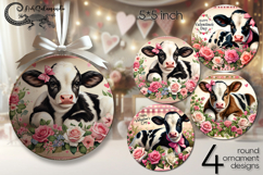 Valentine farmhouse | 4 round ornaments sublimation designs Product Image 1