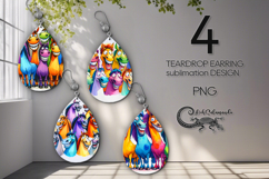 Funny animals | 4 Teardrop earring sublimation designs P Product Image 1