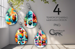 Tropical BeachLife | Teardrop earring Sublimation design P Product Image 1