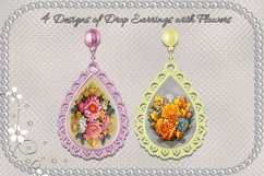 Hanging Earrings with Flowers I 4 Designs with Flowers, PNG Product Image 1