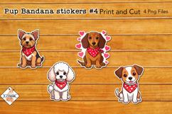 Pup Bandana Stickers #4 | Print and Cut Product Image 1