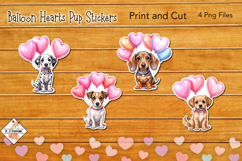 Balloon Hearts Pup Stickers| Print and Cut Product Image 1