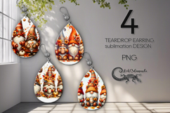 Autumn gnome | 4 fall Teardrop earring sublimation designs P Product Image 1
