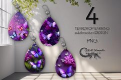 Lilac bush | 4 flowers Teardrop earring sublimation designs Product Image 1