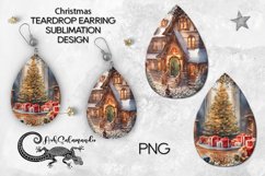 Watercolor christmas | Teardrop earring sublimation design Product Image 1