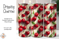 Dripping Cherries Sublimation Tumbler Wrap Design Product Image 1
