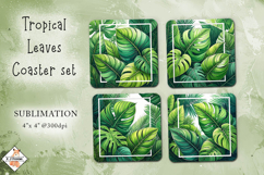 Tropical Leaves Coasters Sublimation Product Image 1