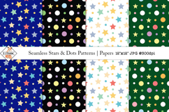 Seamless Stars &amp; Dots Patterns | Digital Papers Product Image 1