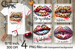 Valentine lips | 4 PNG Sublimation designs Product Image 1