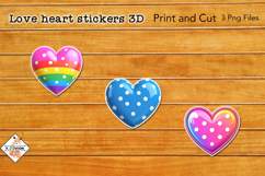 Love Heart Stickers 3d | Print and Cut Product Image 1