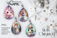 Christmas Unicorn | sublimation teardrop earring design PLUS Product Image 1