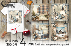 Vintage Christmas | 4 PNG retro Sublimation designs Product Image 1