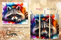 Rainbow raccoon | skinny tumbler Sublimation design PLUS Product Image 1