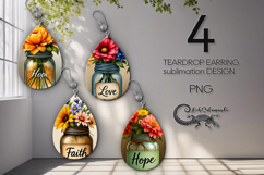 Motivating inscriptions | 4 Teardrop earring designs Product Image 1