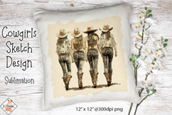 Cowgirls Sketch Sublimation Design Product Image 1