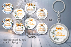 Christmas decor | 4 Car coaster &amp; 4 key chain designs Product Image 1