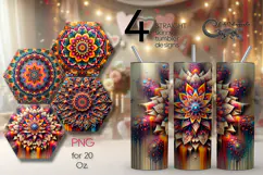 Mandala | 4 straight skinny tumbler sublimation designs, PNG Product Image 1