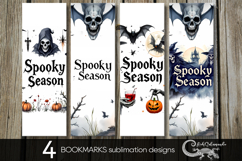 Spooky Halloween | 4 retro bookmarks sublimation designs Product Image 1