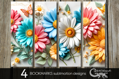 3d spring flowers | 4 bookmarks sublimation designs PLUS Product Image 1