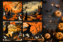 Vintage halloween | 4 square coaster sublimation designs PL Product Image 1