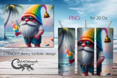 Gnome Beach life | sun Skinny Tumbler Sublimation design PL Product Image 1