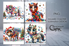 Christmas horse | 4 square coaster sublimation designs PL Product Image 1