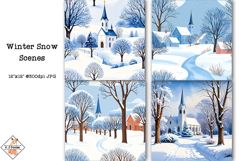 Winter Snow Scenes Digital Papers | Patterns Product Image 1