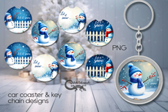 Xmas snowman card | Car coaster &amp; key chain sublimation PL Product Image 1