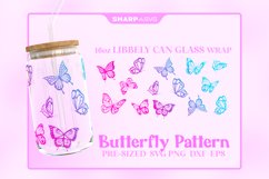 Butterfly SVG Can Glass Wrap SVG 16oz Libbey Beer Glass Product Image 1