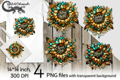 Western sunflowers | 4 beautiful PNG Sublimation designs Product Image 1