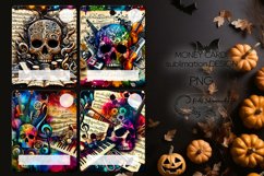 Music &amp; skulls | 4 Halloween Money Card Sublimation designs Product Image 1
