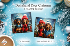 Dachshund Dog Christmas Coasters Sublimation Product Image 1