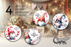 Valentine gnome | 4 round earring Sublimation designs P Product Image 1
