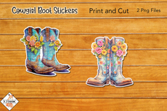 Cowgirl Boot Stickers | Print and Cut Product Image 1