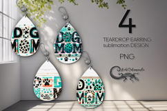 Dogs mom | cartoon Teardrop earring sublimation design PL Product Image 1