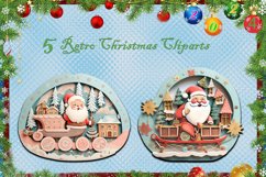 Christmas Sublimation Design | 5 Retro Christmas Clipart,PNG Product Image 1