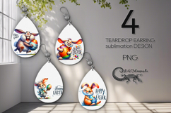 Easter Rabbit | Teardrop Earring Sublimation design PL Product Image 1