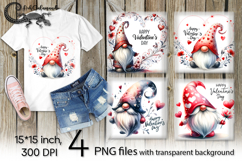 Valentine gnome | 4 love PNG Sublimation designs PL Product Image 1