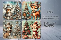 Christmas deer | square coaster sublimation design Product Image 1