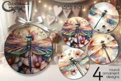 Dragonfly design | watercolor round ornaments sublimation PL Product Image 1