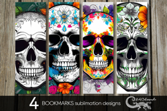 Skulls and flowers | Halloween bookmarks sublimation design Product Image 1