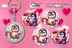 Valentine penguin | car coaster &amp; key chain sublimation PLUS Product Image 1