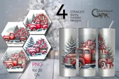 Christmas truck | Watercolor tumbler sublimation design PL Product Image 1