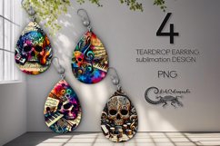 Neon skulls | Teardrop earring sublimation design PLUS Product Image 1